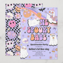 Convites Festa de primeiro aniversario Ghost Cute em Groovy
