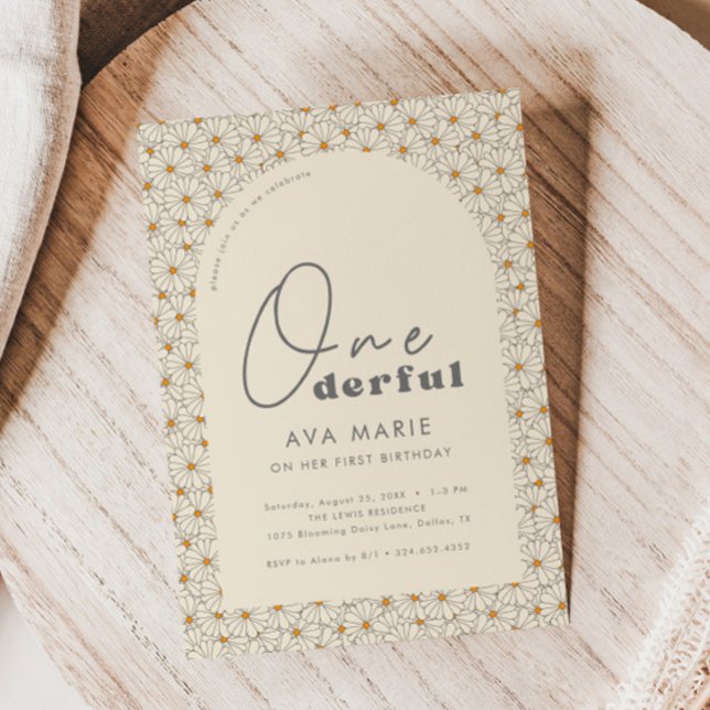 Convites Festa de primeiro aniversario Retro Daisy Girls (Criador carregado)