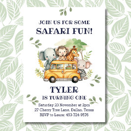 Convites Festa de primeiro aniversario Safari Selvagem Selv