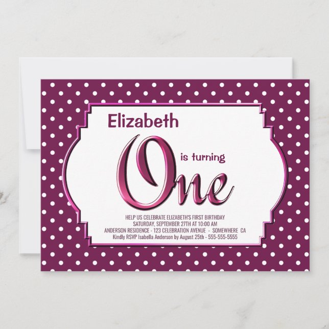 Convites Festa de primeiro aniversario Vermelha de Berry Vi (Frente)