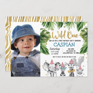 Convites Festa de primeiro aniversario Wild One Safari