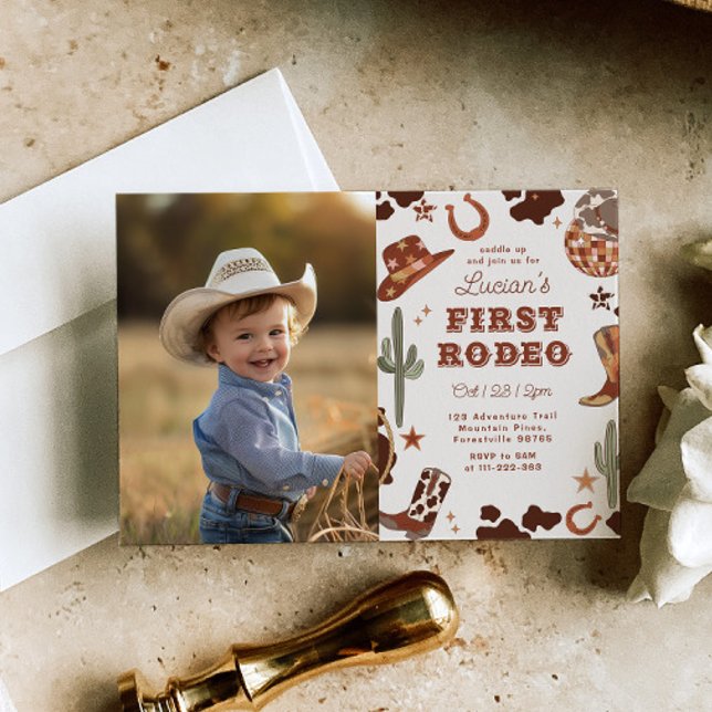 Convites Festa de primeiro aniversario Wild West First Rode (Criador carregado)