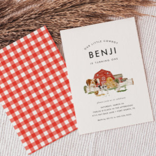 Convites Festa de primeiros aniversarios de Crianças de Cow