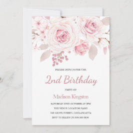 Convites Festa de primeiros aniversarios de Meninas com Flo