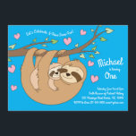 Convites Festa de primeiros aniversarios Lilth Cute Kids<br><div class="desc">Estes adoráveis convites de aniversário de preguiça são perfeitos para uma celebração de aniversário!  Personalize o texto para torná-lo seu.  A aparência moderna e a sensação são a forma perfeita de celebrar a sua pequena que adora preguiças no seu aniversário!</div>