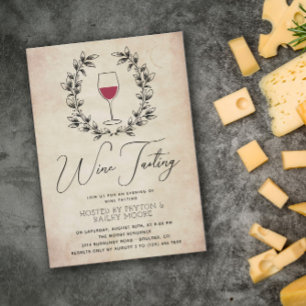 Convites Festa de Provando de vinho tinto Laurel Wreath Vin