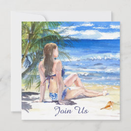 Convites *~ Festa de QUALQUER COISA na Praia Tropical Genér