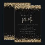 Convites Festa de Quarenta Glam Glitter Dourado Preto<br><div class="desc">Festa de Quarenta Glam Glitter Dourado Preto,  Elegantes bordas de confete de brilho falso dourado estão no topo e na parte inferior e também na parte de trás. Quadragésimo é definido em um estilo de escrita manual moderno. Personalize facilmente o restante do texto para o seu.</div>