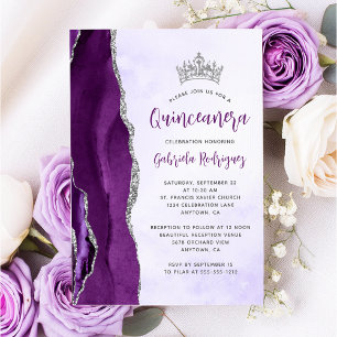 Convites Festa de Quince Anos com Ágata Prata e Aquarela Ro