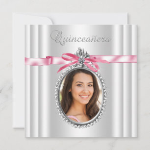 Convites Festa de Quince Anos com Foto Rosa Branca