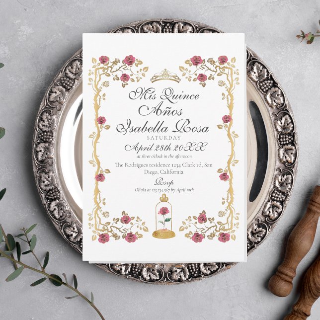 Convites Festa de Quince Anos da Bela e a Fera Conto de Fad (Criador carregado)