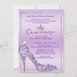 Convites Festa de Quince Anos de Menina com Sapato Lilás St