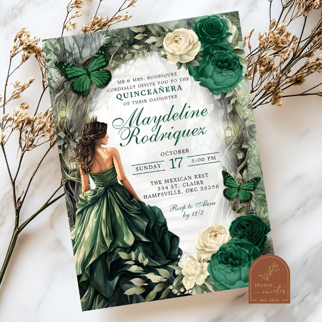 Convites Festa de Quince Anos Floresta Caprichosa Verde Esm (Criador carregado)