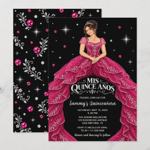 Convites Festa de Quince Anos Princesa Prata Rosa
