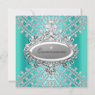 Convites Festa de Quinceanera 15 Teal Blue Diamond