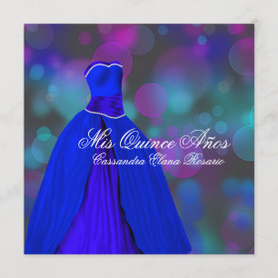 Convites Festa de Quinceanera Azul Royal Rosa Roxo