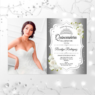 Convites Festa De Quinceanera Com Foto - Branco De Prata