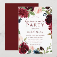 Festa de Quinceanera da Maroon Red Floral