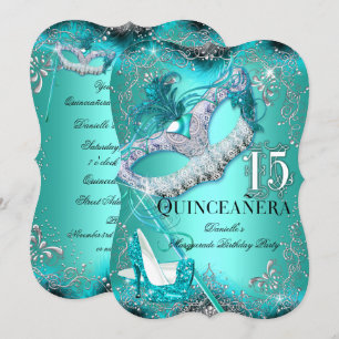 Convites Festa de Quinceanera de Aniversário Brilho Azul Tu