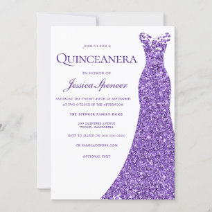 Convites Festa de Quinceanera de Destilação Roxa