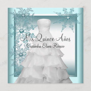 Convites Festa de Quinceanera de Inverno com Flocos de Neve
