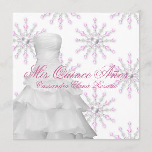 Convites Festa de Quinceanera Pink Winter Wonderland