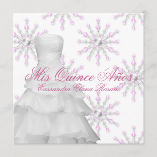 Convites Festa de Quinceanera Pink Winter Wonderland