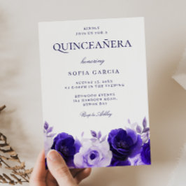 Convites Festa de Quinceanera, Rosas Elegantes Azuis da Mei