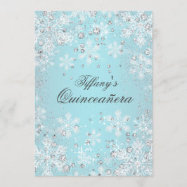 Convites Festa de Quinze Anos Blue Snowflake Winter Wonderl