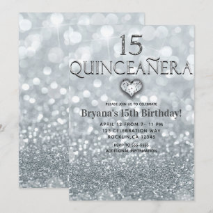 Convites Festa de Quinze Anos Princesa Prata 15