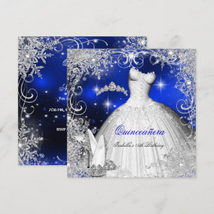 Convites Festa de Quinze Anos Royal Blue Winter Wonderland