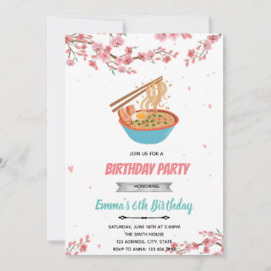 Convites Festa de ramen com pernoite de flor de cerejeira