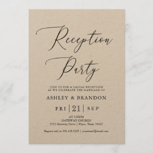 Convites Festa de Recepção Rústica com Caligrafia Kraft Sim