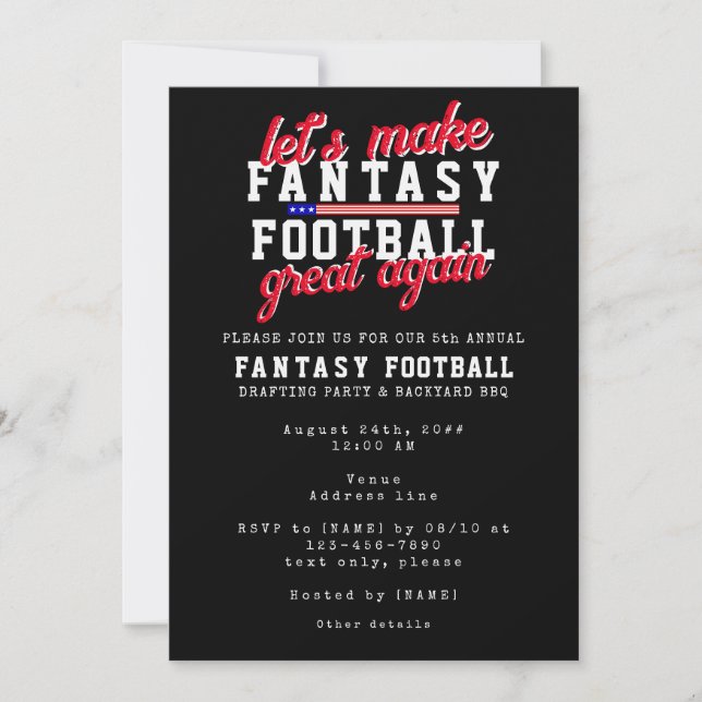 Convites Festa de Redação da Liga de Futebol de Fantasy (Frente)