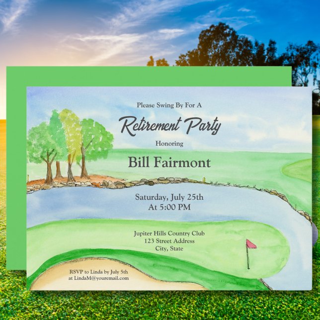 Convites Festa de Reforma do Curso de Golfe e Caneta (Criador carregado)