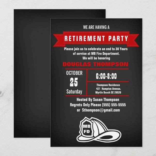 Convites Festa de Reforma do Quadro de Bombeiros (Frente/Verso)