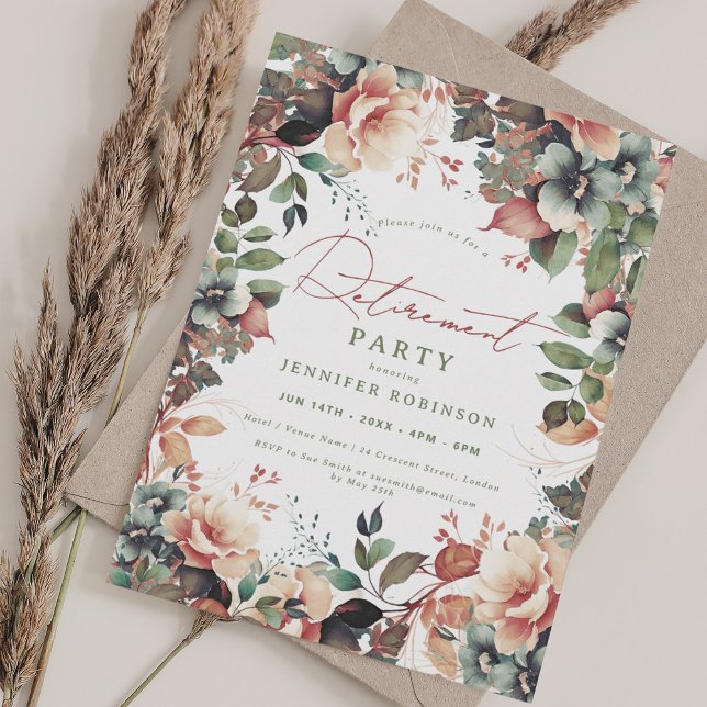 Convites Festa de Reforma Floral do Jardim de Boho Summer (Boho Summer Garden Floral Retirement Party Invitation)
