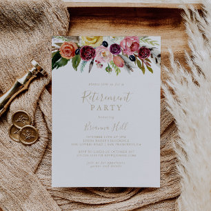 Convites Festa de Reforma Tropical de Feather Boho Dourada 