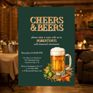 Convites Festa de Retiro Cheers e Beers para Homens Rústico
