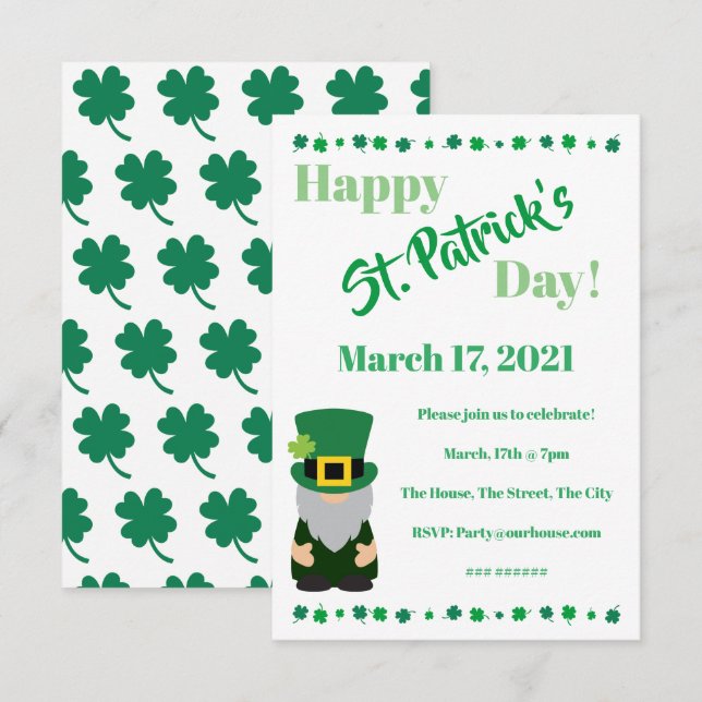 Convites Festa de reunião do dia de São Patrício (Frente/Verso)