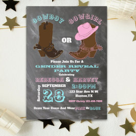 Convites festa de revelação de cowboy ou cowboy ocidental