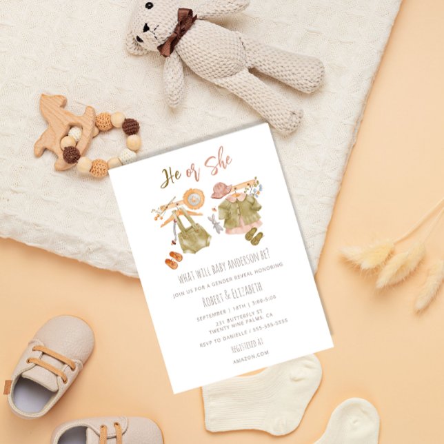 Convites Festa de Revelação de Gênero Boho com Aquarela (Criador carregado)