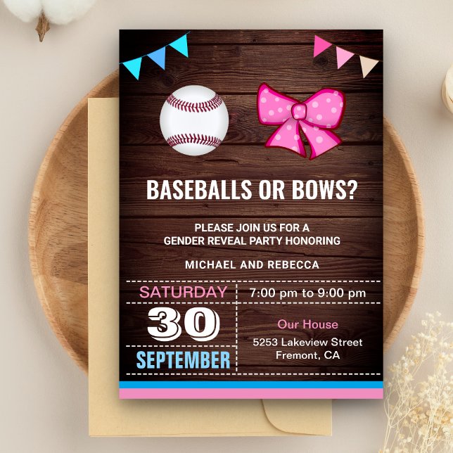 Convites Festa de Revelação de Gênero com Bolas de Beisebol (Criador carregado)