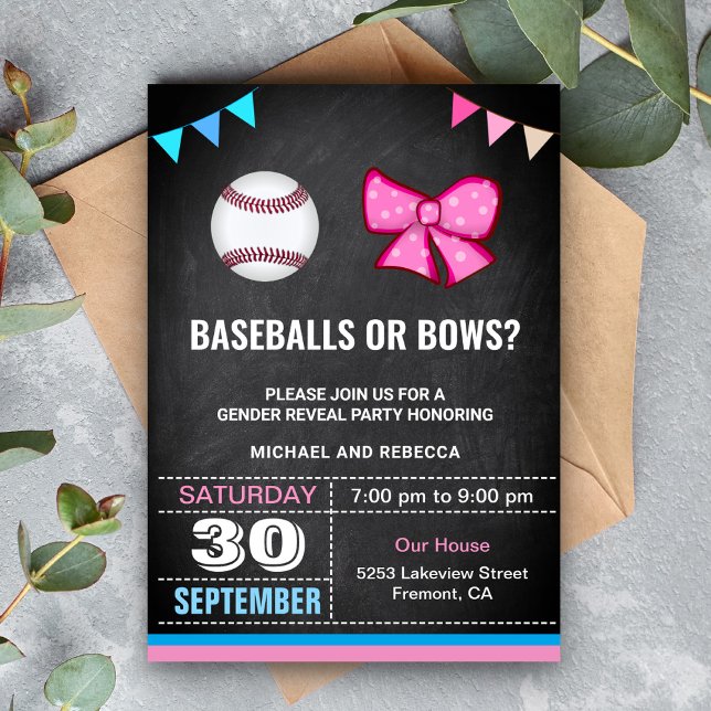 Convites Festa de Revelação de Gênero com Bolas de Beisebol (Criador carregado)