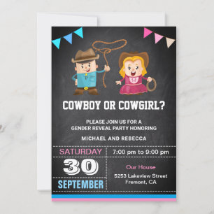 Convites Festa de Revelação de Gênero Cowboy ou Cowgirl