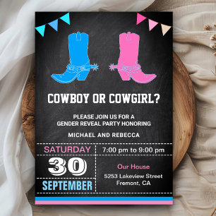 Convites Festa de Revelação de Gênero Cowboy ou Cowgirl