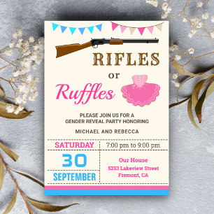 Convites Festa de Revelação de Gênero Rifles ou Ruffles