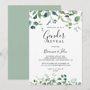 Convites Festa de Revelação de Sexo de Foliagem de Script
