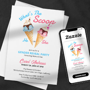 Convites Festa de Revelação do Sexo do Bebê Simple What's T
