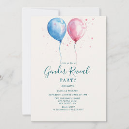 Convites Festa de Revolução de Gênero, Balões de Rosa e Azu